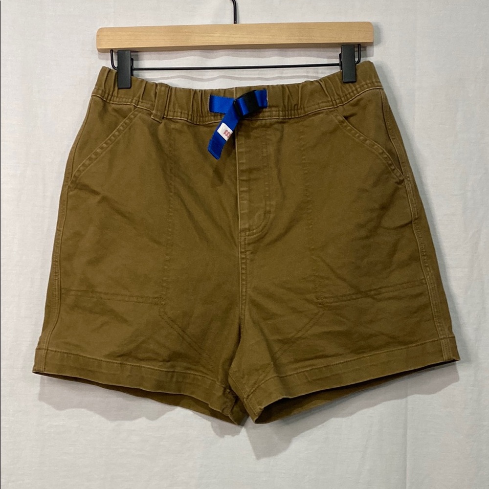 Topo Designs Brown Women's Shorts with Blue Accent